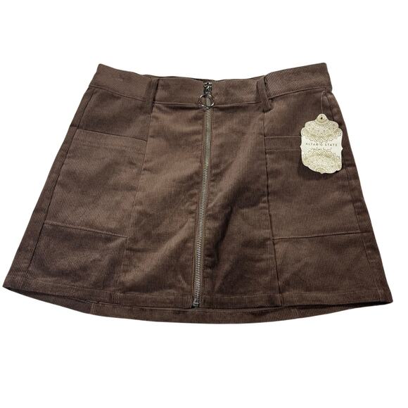 Altar'd State NWT Brown Corduroy Zip-up Mini Skirt Size M - Picture 1 of 6